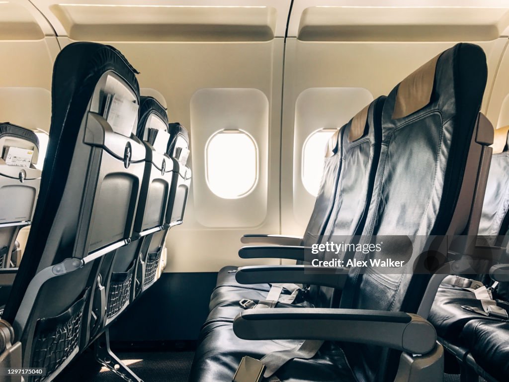 Empty seats in a commercial aircraft