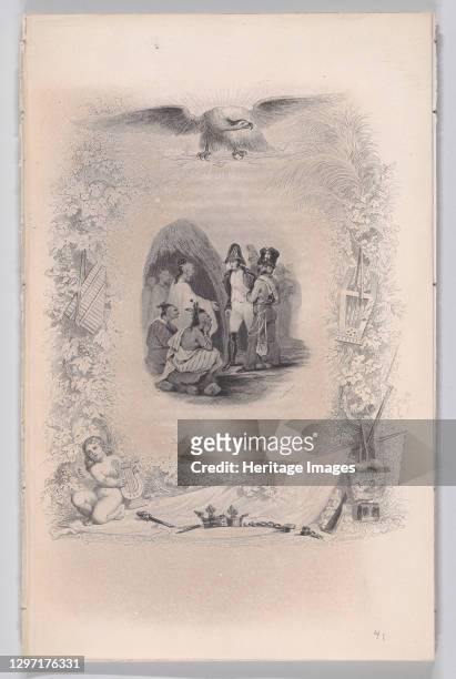 Le Champ d'Asile from The Songs of Béranger, 1829. [The Field of Asylum, settlement in Texas]. Artist Melchior Péronard, Auguste Dutillois.