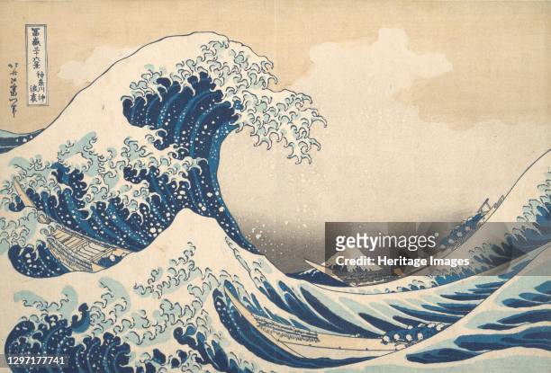 Under the Wave off Kanagawa , or The Great Wave, from the series Thirty-six Views of Mount Fuji , circa 1830-32. Artist Hokusai.