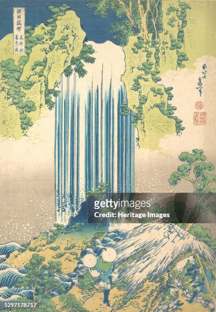 Yoro Waterfall in Mino Province , from the series A Tour of Waterfalls in Various Provinces , circa 1832. Artist Hokusai.