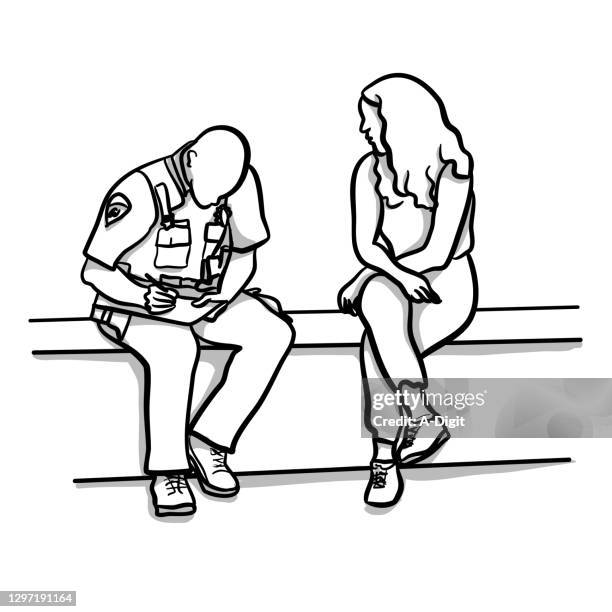 stockillustraties, clipart, cartoons en iconen met politierapport ooggetuige - politieverklaring