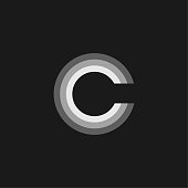 Vector Logo Letter Grey Glowing C