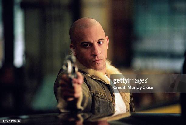 American actor Vin Diesel as Xander Cage in a scene from the film 'xXx', 2002.