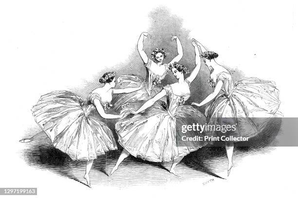 New pas de quatre, by Mademoiselles Taglioni, C. Grisi, L. Grahn, and Cerito, at Her Majesty's Theatre, 1845. Ballet on the London stage: '...nothing...