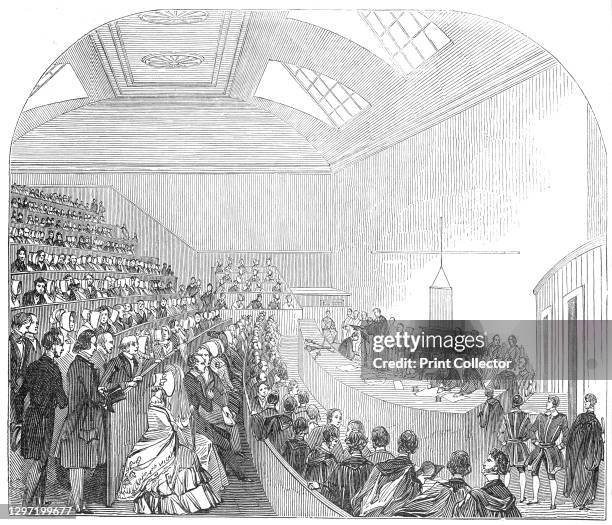 Capping of Doctors of Medicine, at Edinburgh, 1845. Graduation ceremony for Scottish medical students: 'A large and brilliant auditory was closely...