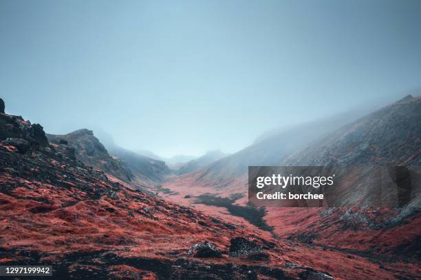 volcanic landscape in iceland - surreal landscape stock pictures, royalty-free photos & images