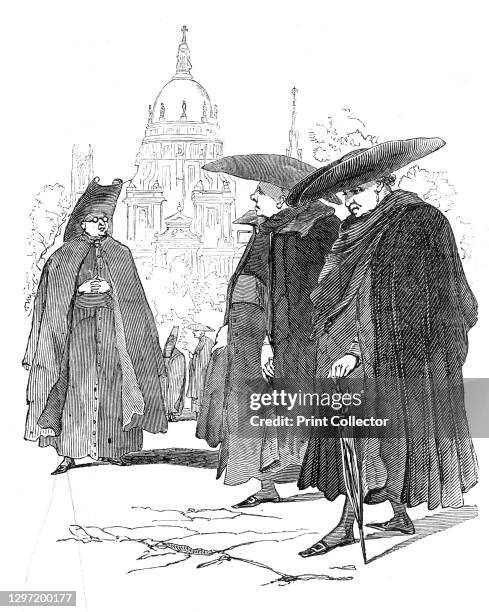 Priests, at Madrid, 1845. 'From gay to grave: a specimen of the Spanish clergy, who never appear in public without the capa, which, as it has no...