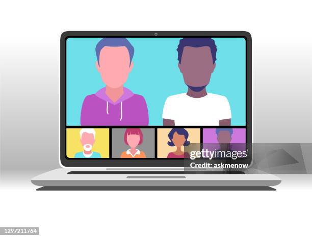 video conference - different professions stock illustrations