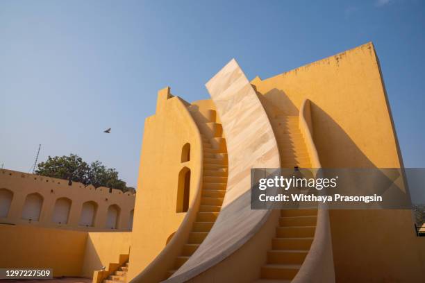 jantar mantar, samrat yantra (giant sundial) jaipur. india. - sundial stock pictures, royalty-free photos & images