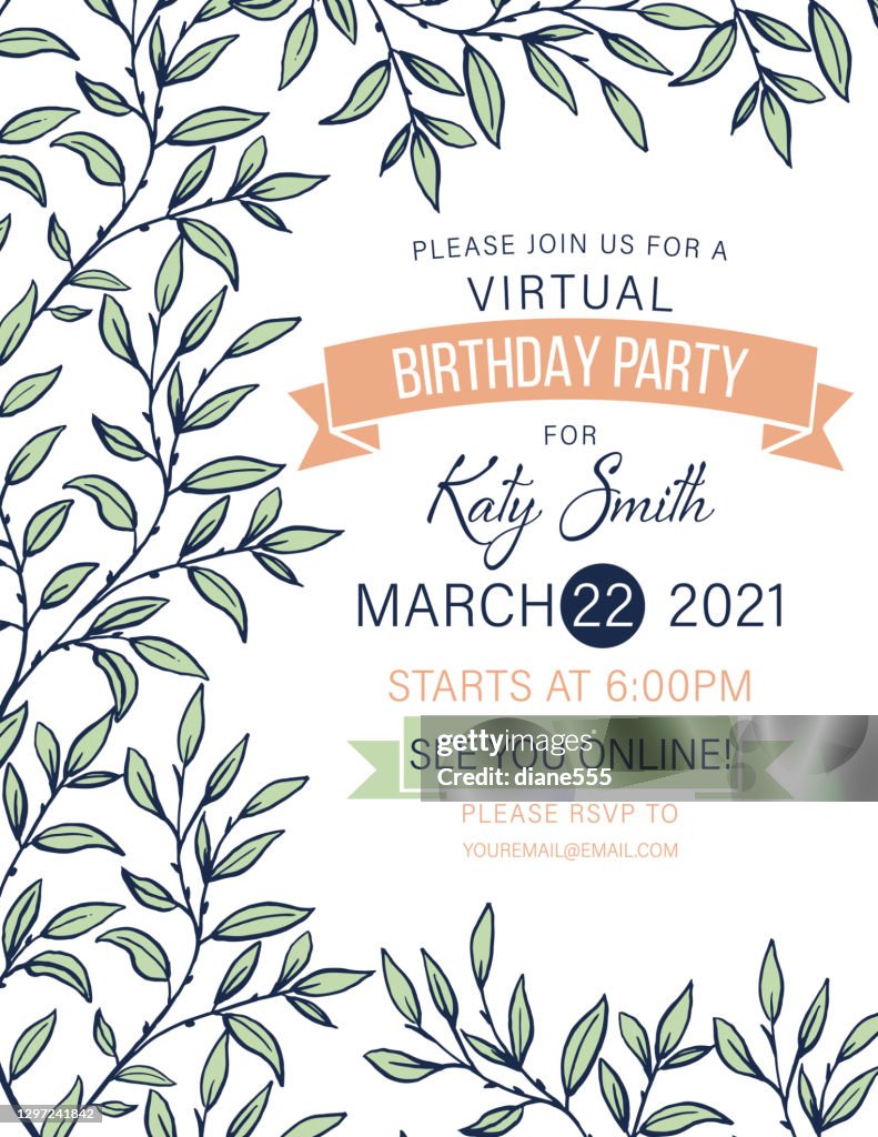 Virtual Invite Sticker Virtual Birthday Party Invitation High-Res Vector Graphic - Getty Images
