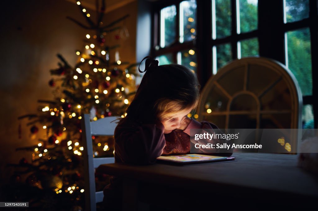 Child using a digital tablet