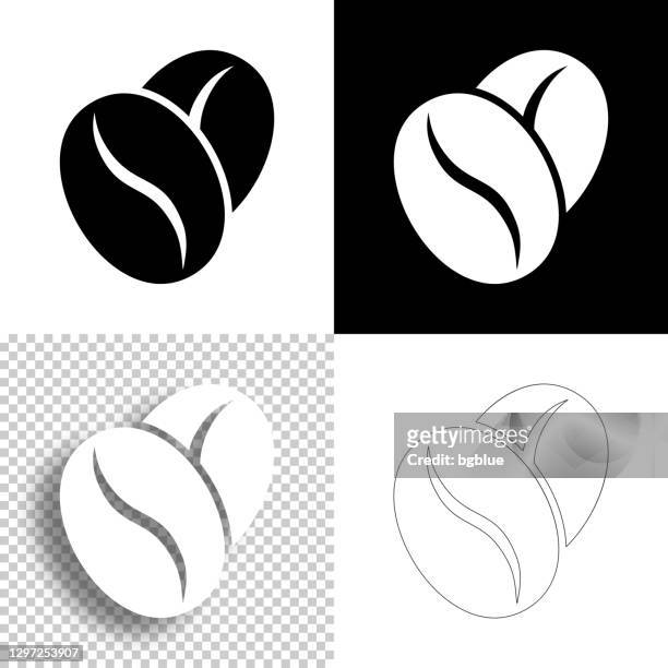 illustrations, cliparts, dessins animés et icônes de des grains de café. icône pour le design. fond blanc, blanc et noir - icône de ligne - grain de café