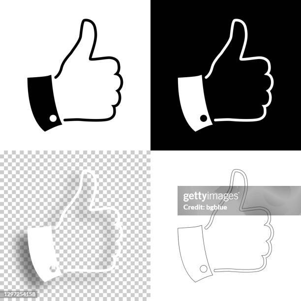 thumb up. icon for design. blank, white and black backgrounds - line icon - white instagram logo stock illustrations