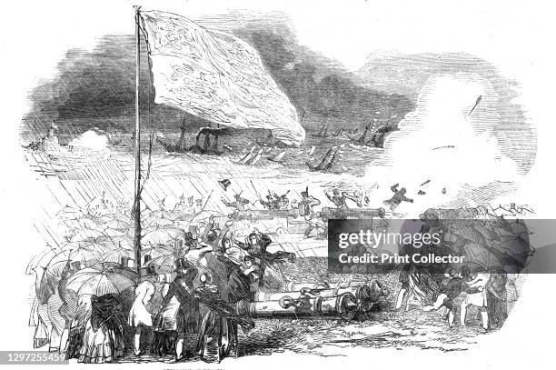 Explosion at the King's Bastion, Portsmouth, on Monday last, October 1844. A fatal accident...As the Artillerymen were re-loading one of the...