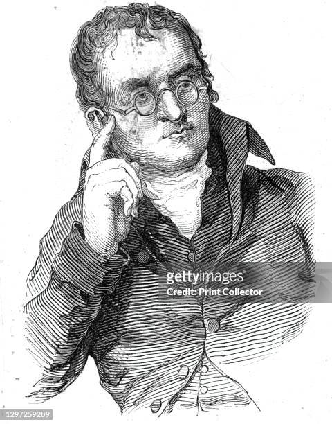 The late Dr. Dalton, 1844. Portrait of British chemist, physicist and scientist John Dalton, known for his research into colour blindness or colour...