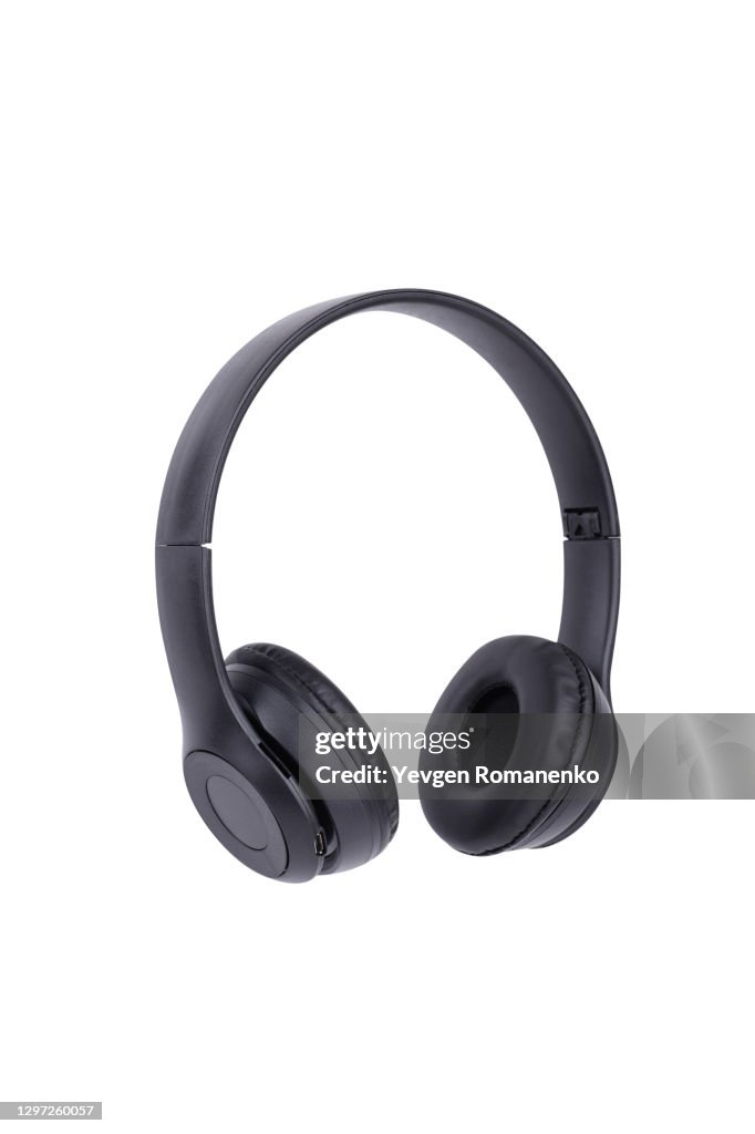 Black Headphones isolated on white background