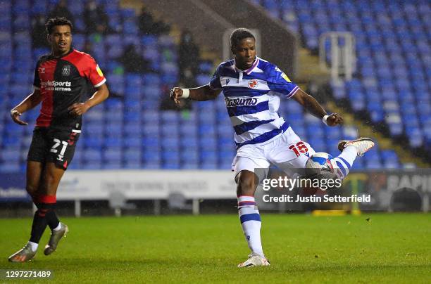 Lucas Joao of Reading scores their side's first goal during the Sky Bet Championship match between Reading and Coventry City at Madejski Stadium on...