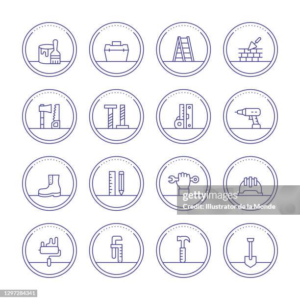 repair tools thin line icons - contractor tools stock illustrations