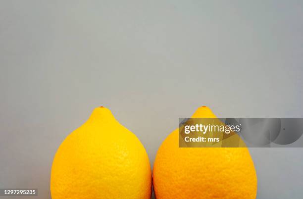 two lemons - weibliche brust stock-fotos und bilder