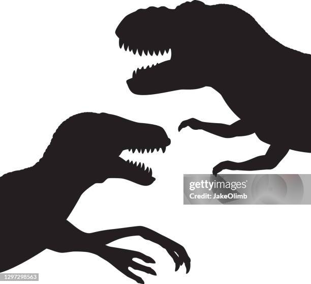 illustrations, cliparts, dessins animés et icônes de silhouettes de têtes de dinosaur - tyrannosaurus rex