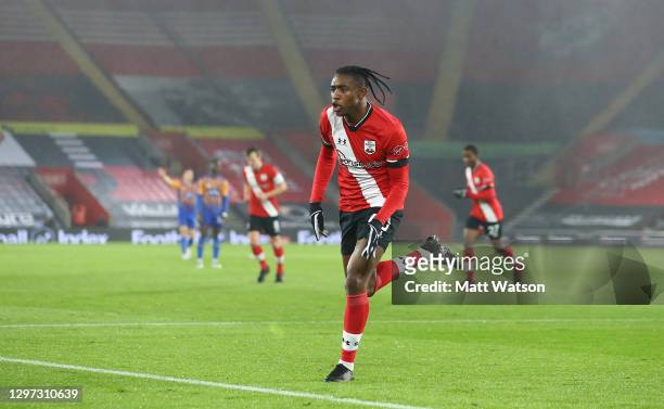 Dan N'Lundulu of Southampton celebrates after opening the scoring during the FA Cup Third Round match between Southampton and Shrewsbury Town on...