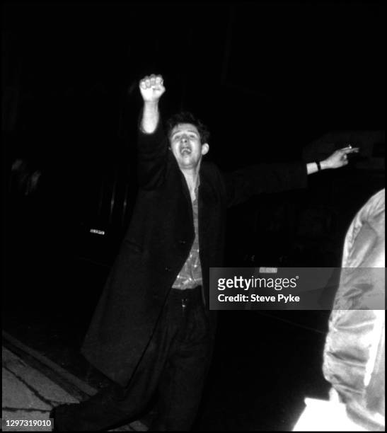 Singer Shane MacGowan of the The Pogues on a night out in Kilburn London, 1984.