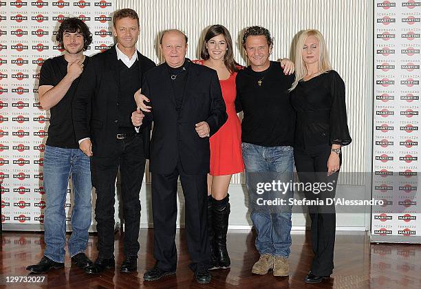 Guglielmo Scilla, Rocco Siffredi, Massimo Boldi, Diana Del Bufalo, Enzo Salvi and Loredana De Nardis attend "Matrimonio A Parigi" Photocall at...