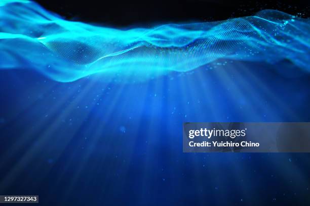 digital sea surface and sunrays - ocean surface level stock pictures, royalty-free photos & images