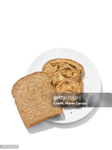 peanut butter sandwich - sanduíche aberta imagens e fotografias de stock