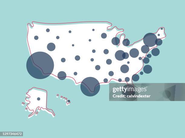 usa map covid-19 areas - epidemiology stock illustrations