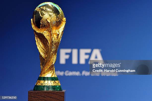World Cup Trophy is presented after the FIFA Executive Committee Meeting on October 20, 2011 in Zurich, Switzerland. During this third meeting of the...