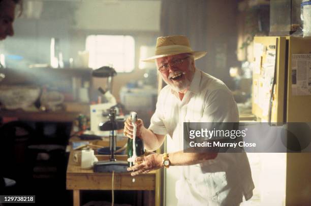 English actor Richard Attenborough as entrepreneur John Hammond in a scene from the film 'Jurassic Park', 1993.