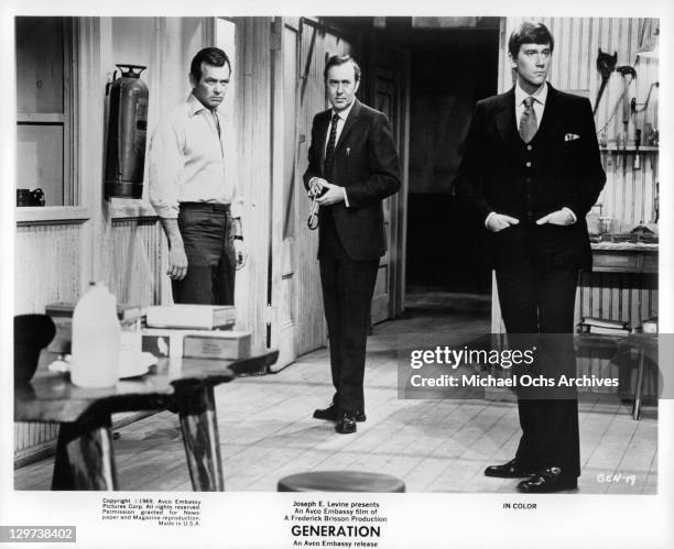David Janssen, Carl Reiner and Andrew Prine in a scene from the film 'Generation', 1969.