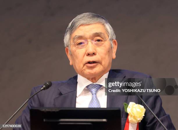 Le gouverneur de la banque du Japon Haruhiko Kuroda le 24 décembre 2020, Tokyo, Japon.