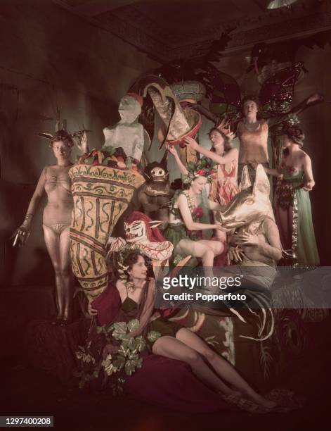 Pupils from the Heatherley School of Fine Art pose in fancy dress as part of their tableau representing aspects of the Baroque ahead of their...