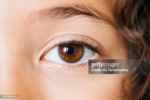 brown eye close up - brown eyes stock pictures, royalty-free photos & images