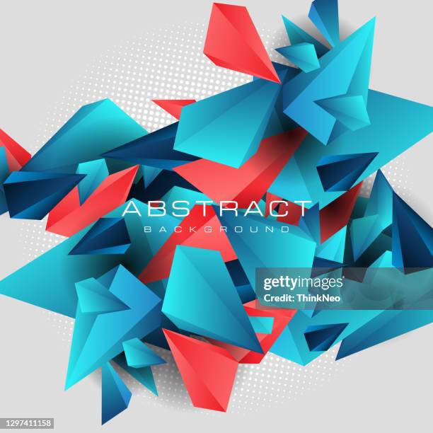 abstract geometric vector background with overlapping triangle - triangle 3d box stock illustrations