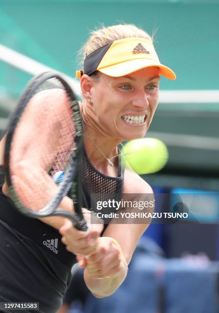 La joueuse de tennis allemande Angelique Kerber lors de sa victoire en quart de finale du tournoi de tennis "Toray Pan Pacific Open" le 20 septembre...