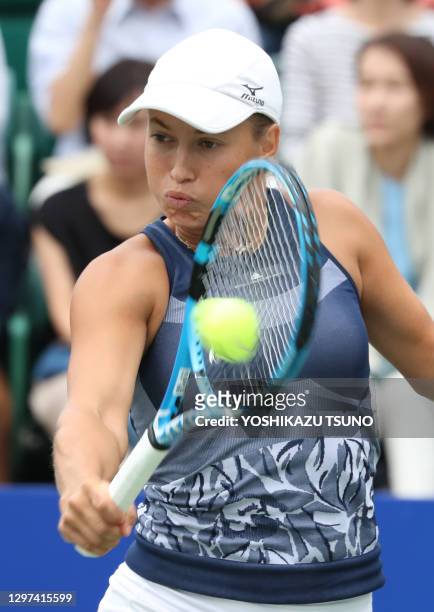 La joueuse de tennis du Kazakhstan Yulia Putintseva lors du quart de finale du tournoi de tennis "Toray Pan Pacific Open" le 21 septembre 2019 à...