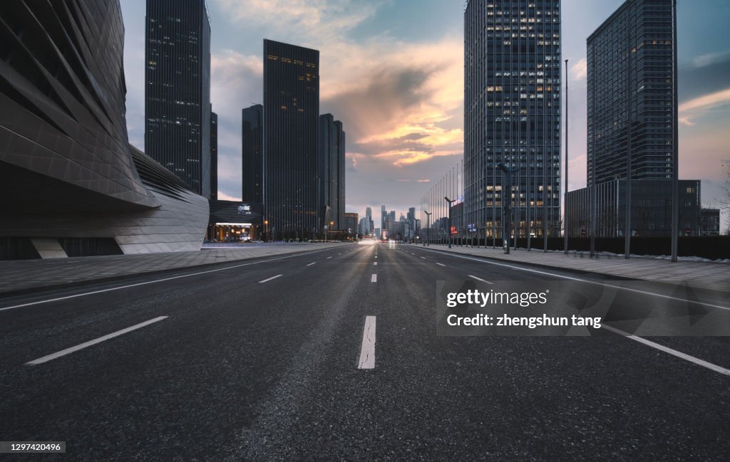 Dusk View Of Urban Road