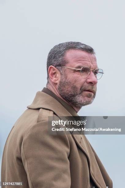 Actor Liev Schreiber on set during filming for 'Across the River and Into the Trees' on January 20, 2021 in Venice, Italy.