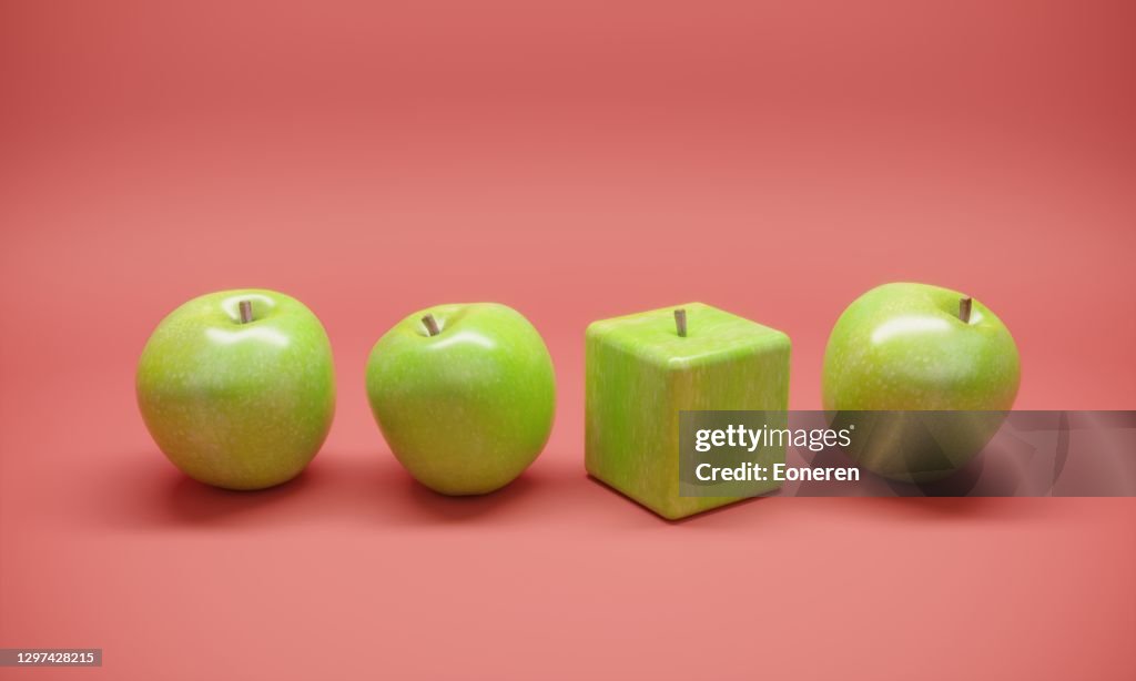 Würfel geformter Apfel