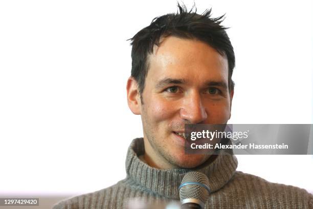 Felix Neureuther talks to the media during his presentation of his new Book "Für die Helden von morgen" on January 20, 2021 in Kitzbuehel, Austria.