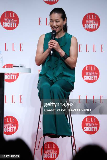 Ancienne championne japonaise de tennis Kimiko Date lors d'un séminaire "ELLE WOMEN in SOCIETY" à Tokyo le 16 juin 2018, Japon. Le magazine de mode...