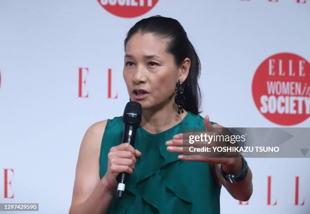 Ancienne championne japonaise de tennis Kimiko Date lors d'un séminaire "ELLE WOMEN in SOCIETY" à Tokyo le 16 juin 2018, Japon. Le magazine de mode...