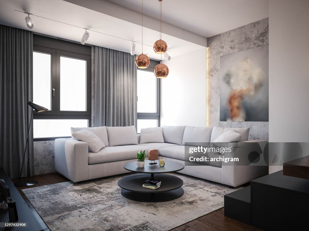 Interior Design Architecture Computer Generated Image Of Living Room ...