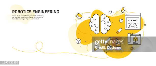 Robotics Engineering Related Modern Line Style Vector Illustration High ...