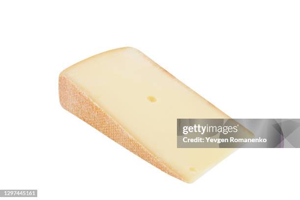 cheese chunk isolated on white background - queso de cabra fotografías e imágenes de stock