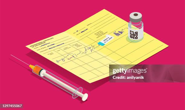 vaccination certificate - covid 19 vaccine card stock illustrations