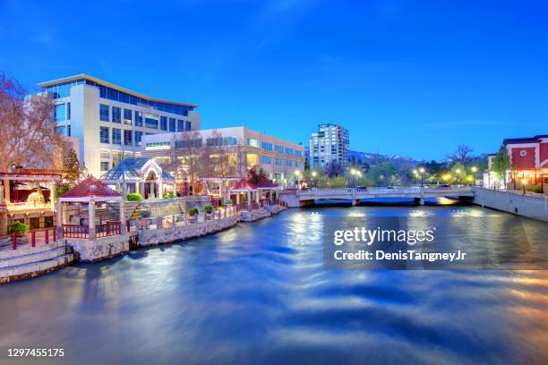 reno along the truckee river - nevada skyline stock pictures, royalty-free photos & images